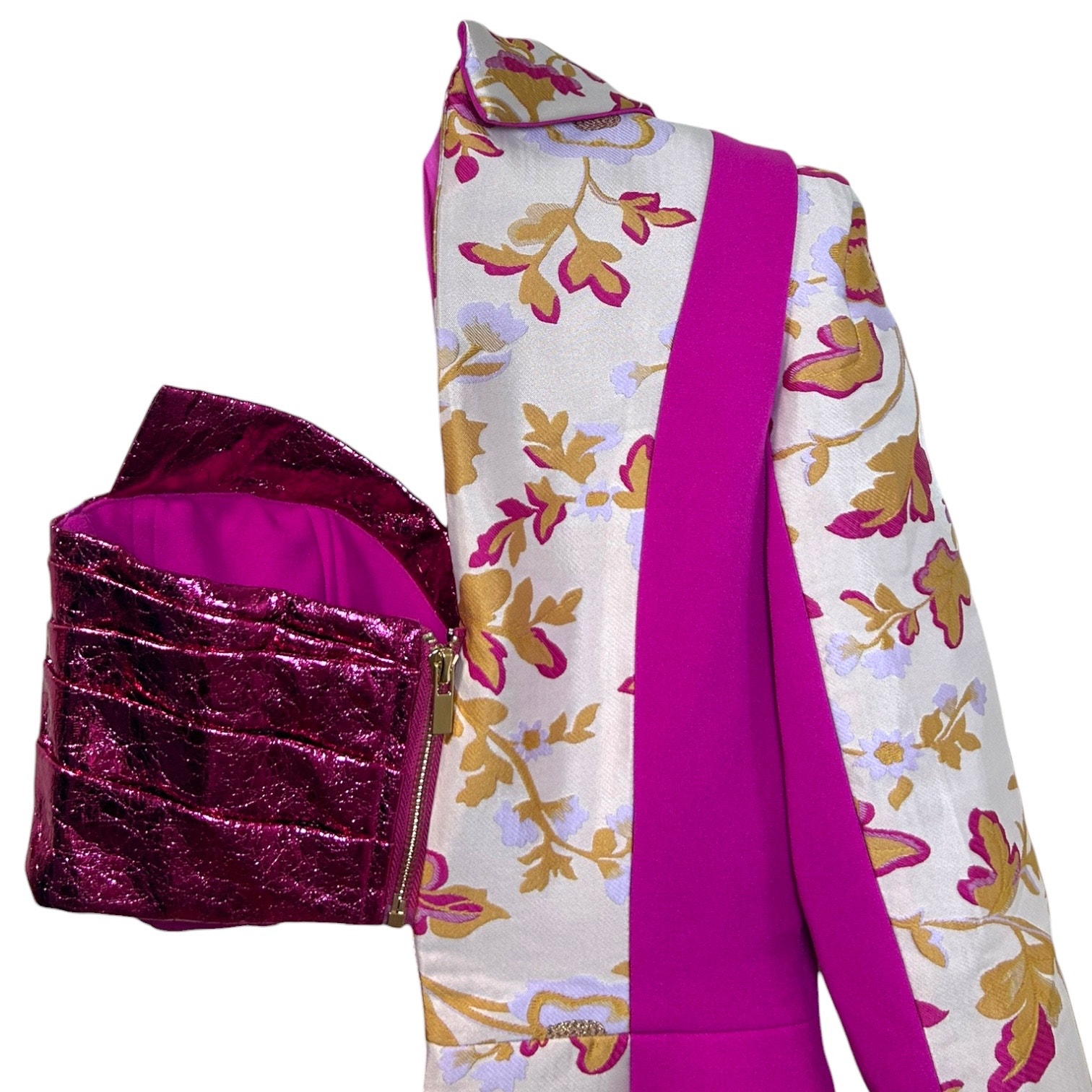 Eliya The Label Nwt 'Nova Blazer' Asymmetrical Jacquard Metallic Bustier Pink Xs — image 7 of 8